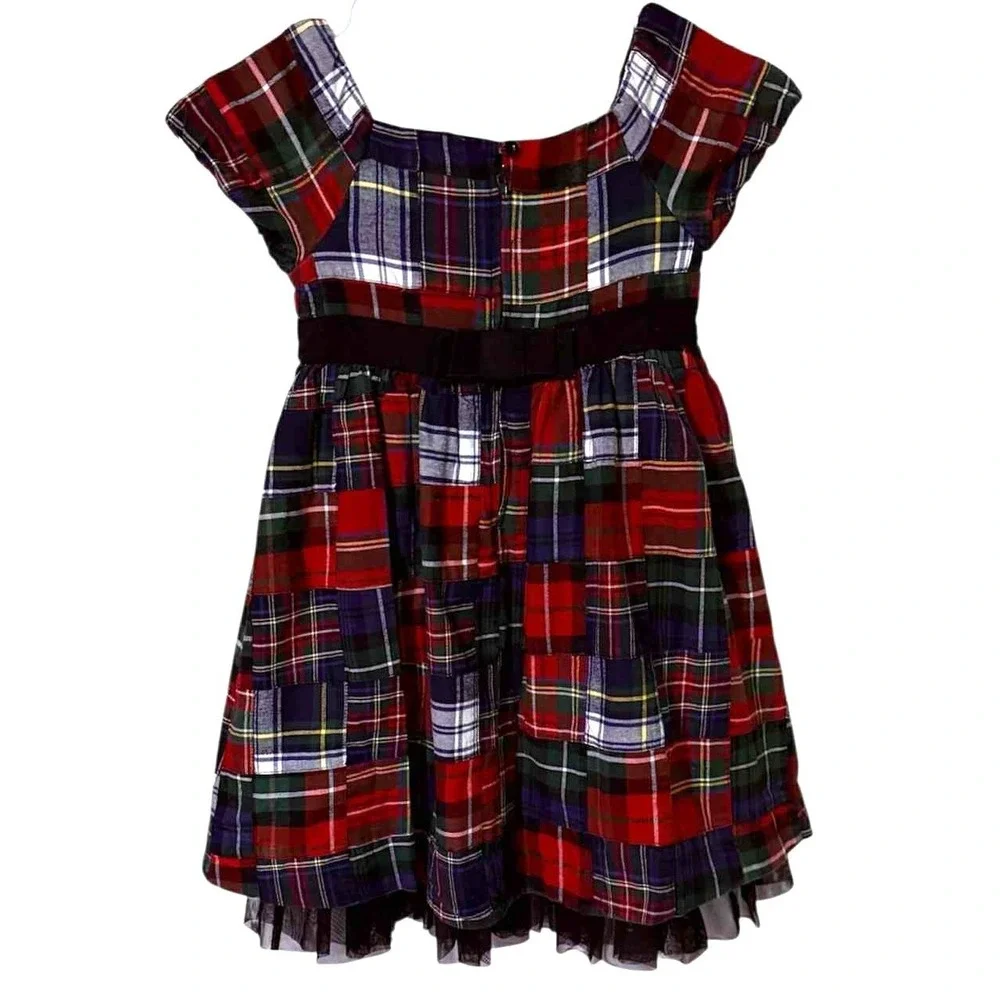 EUC Baby Gap Toddler Girls Size 4T 4 Short Sleeve Red Madras Plaid Holiday Dress
